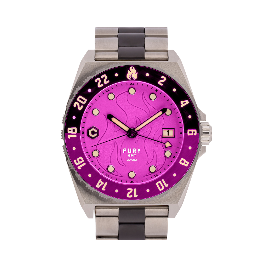 Fury Panther Pink Titanium GMT Automatic Watch core timepieces