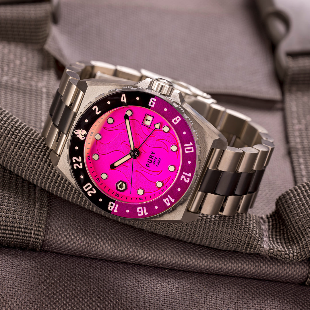 Fury Panther Pink Titanium GMT Watch