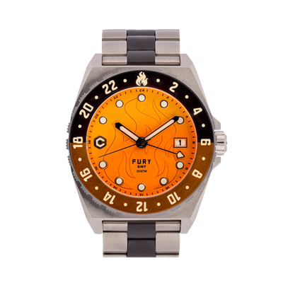 Fury Orange Clockwork Titanium GMT Watch