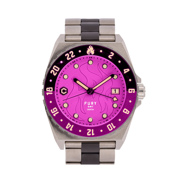 Fury Panther Pink Titanium GMT Automatic Watch core timepieces