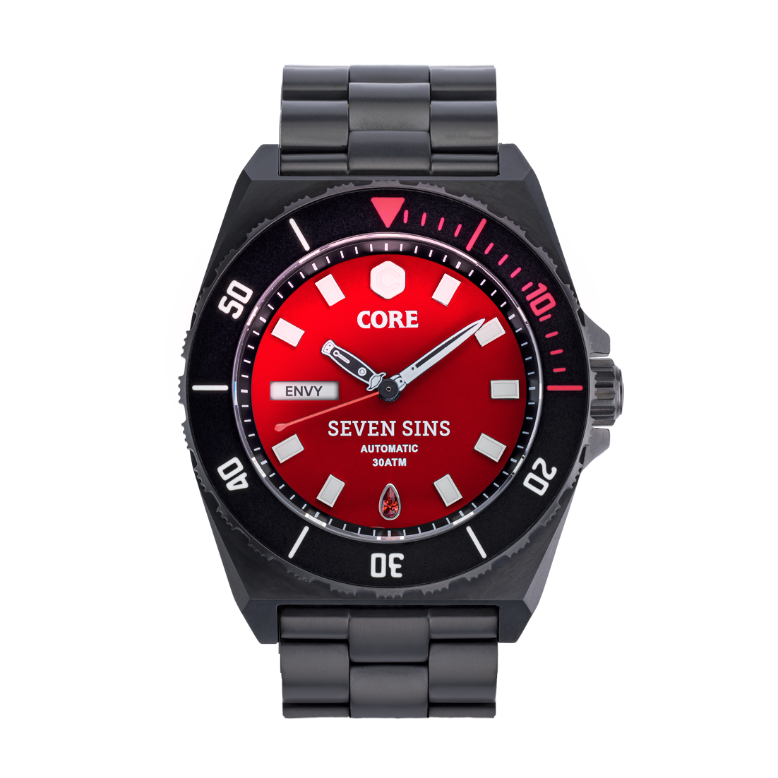 Seven Sins Red Dial Titanium Automatic Watch Core Timepieces