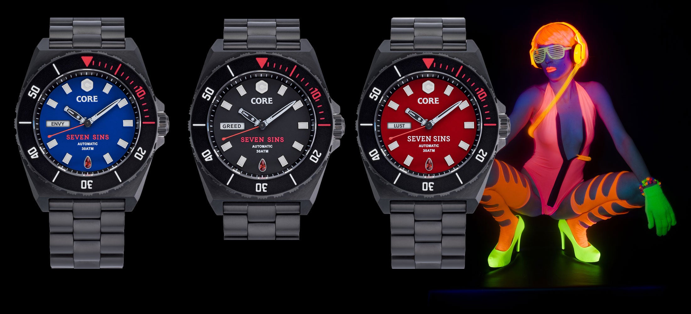SINS Collection Black Titanium Automatic Watch sin window Core
