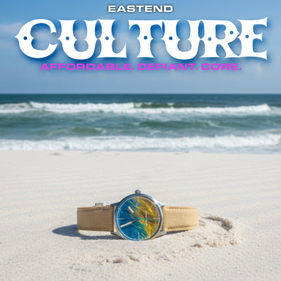 quartz watch with beach grass dial