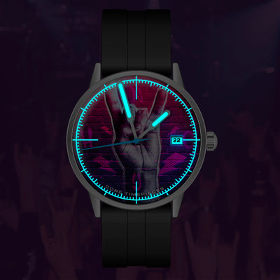 quartz watch with punk Hardcore hand sign dial