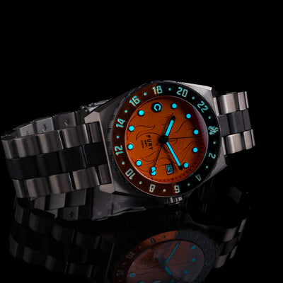 Fury Orange Clockwork Titanium GMT Watch