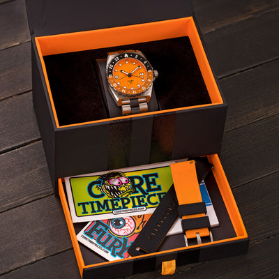Fury Orange Clockwork Titanium GMT Watch